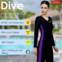 Airavat Dive 5004 Women's Full Body Swimsuit – Modest Long Sleeve Swimwear for Training, Pool, Beach, Water Aerobics & Sports Use - Best Price online Prokicksports.com