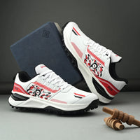 Dnine Performer 1 Rubber Studs Cricket Shoes | Black/Red/White | Lightweight & High-Grip Cricket Footwear - Best Price online Prokicksports.com