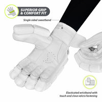 DSC Fury Right Hand Batting Gloves – White Black Lime Cricket Gloves for Men with Lightweight Design, Strong Grip, and Professional-Level Protection - Best Price online Prokicksports.com