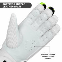 DSC Fury Right Hand Batting Gloves – White Black Lime Cricket Gloves for Men with Lightweight Design, Strong Grip, and Professional-Level Protection - Best Price online Prokicksports.com