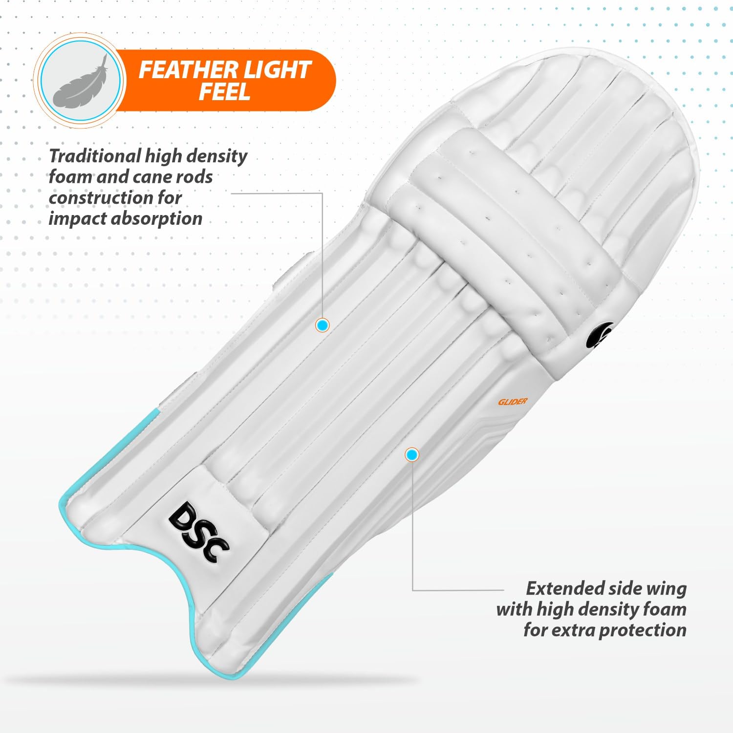 DSC Glider Cricket Batting Legguard | Men's Right-Handed | Lightweight & Durable Cricket Pads - Best Price online Prokicksports.com