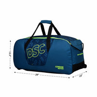 DSC Condor Motion Cricket Kitbag with Wheelie | Peacock Blue/Fl. Green | Spacious & Durable Sports Bag - Best Price online Prokicksports.com
