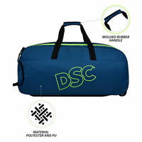 DSC Condor Motion Cricket Kitbag with Wheelie | Peacock Blue/Fl. Green | Spacious & Durable Sports Bag - Best Price online Prokicksports.com