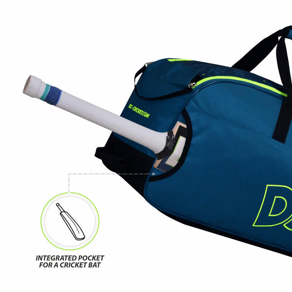DSC Condor Motion Cricket Kitbag with Wheelie | Peacock Blue/Fl. Green | Spacious & Durable Sports Bag