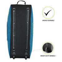 DSC Condor Motion Cricket Kitbag with Wheelie | Peacock Blue/Fl. Green | Spacious & Durable Sports Bag - Best Price online Prokicksports.com