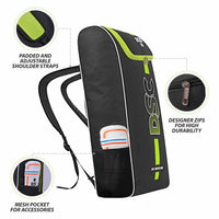 DSC Eco 10 Backpack Style Cricket Kitbag | Lightweight & Durable | Black/Fl. Yellow Spacious & Durable Sports Bag - Best Price online Prokicksports.com