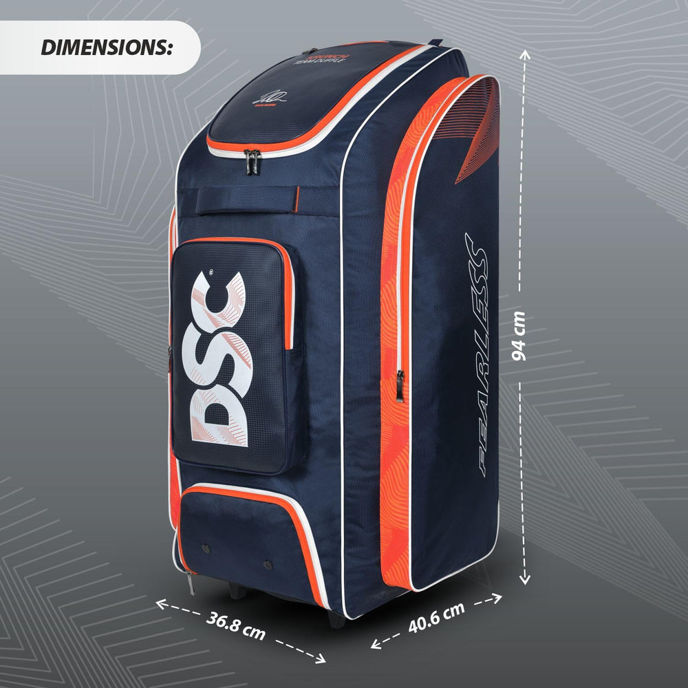 DSC Krunch Team Duffle Cricket Kitbag with Wheelie | Spacious & Durable | Navy/Orange (37x14.5x16 inches) - Best Price online Prokicksports.com