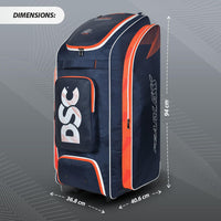 DSC Krunch Team Duffle Cricket Kitbag with Wheelie | Spacious & Durable | Navy/Orange (37x14.5x16 inches) - Best Price online Prokicksports.com