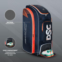 DSC Krunch Team Duffle Cricket Kitbag with Wheelie | Spacious & Durable | Navy/Orange (37x14.5x16 inches) - Best Price online Prokicksports.com