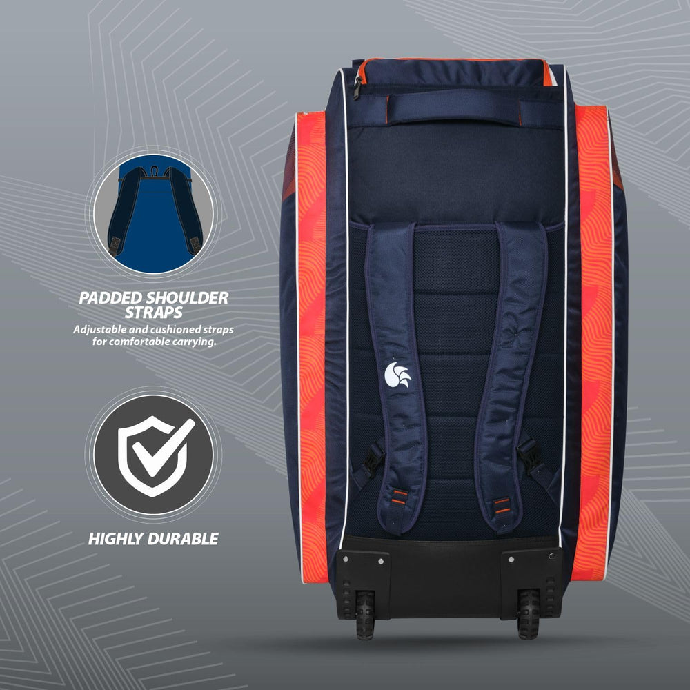 DSC Krunch Team Duffle Cricket Kitbag with Wheelie | Spacious & Durable | Navy/Orange (37x14.5x16 inches) - Best Price online Prokicksports.com