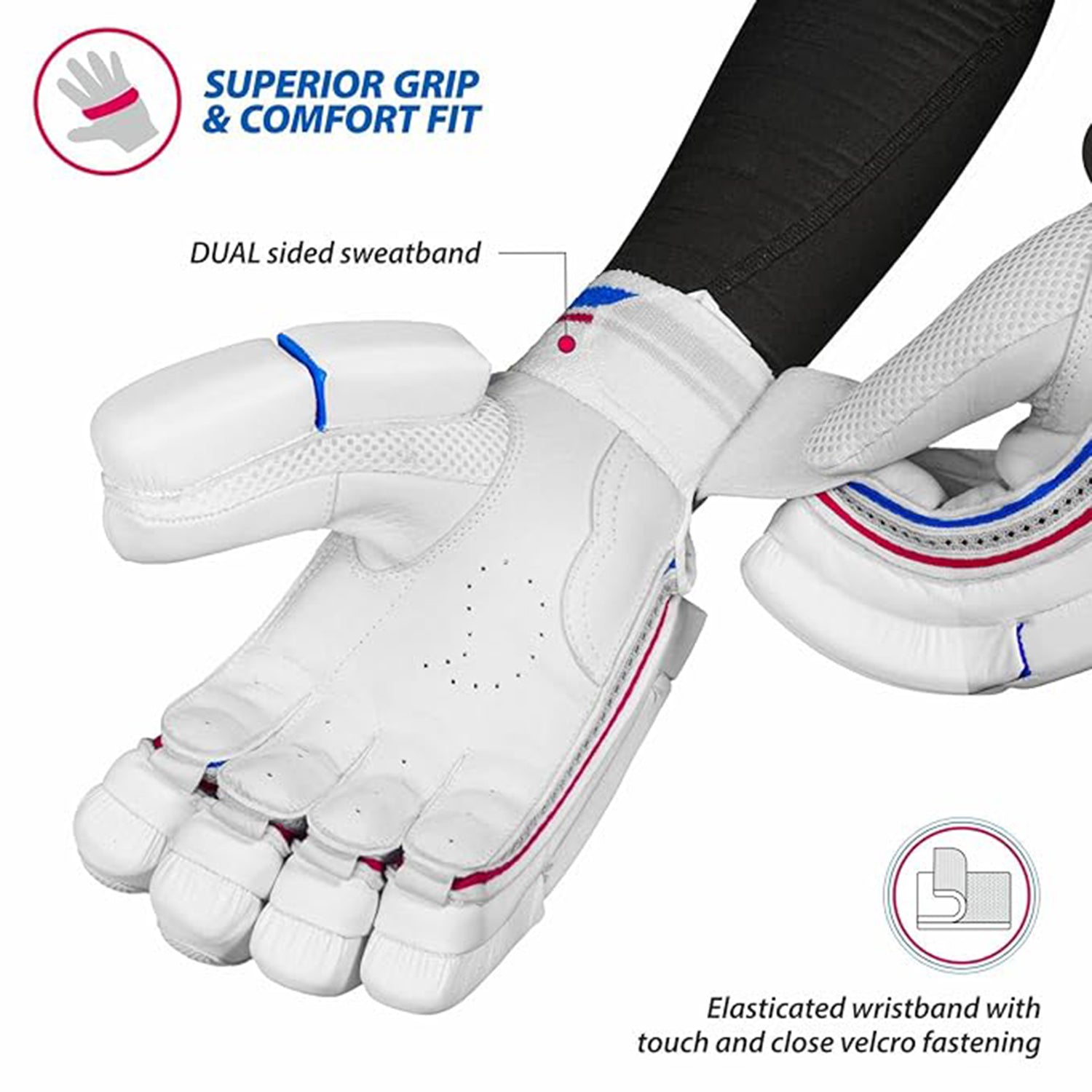 DSC Intense Frost RH Batting Gloves ,White - Best Price online Prokicksports.com