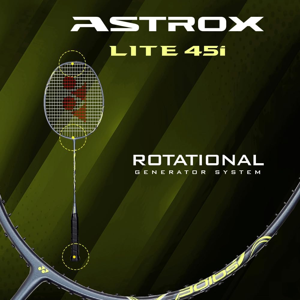 Yonex Astrox Lite 45i Strung Badminton Racquet 5U4 | Head-Heavy Graphite Frame with ISOMETRIC Technology, Slim Shaft & Power Smash Performance - Best Price online Prokicksports.com