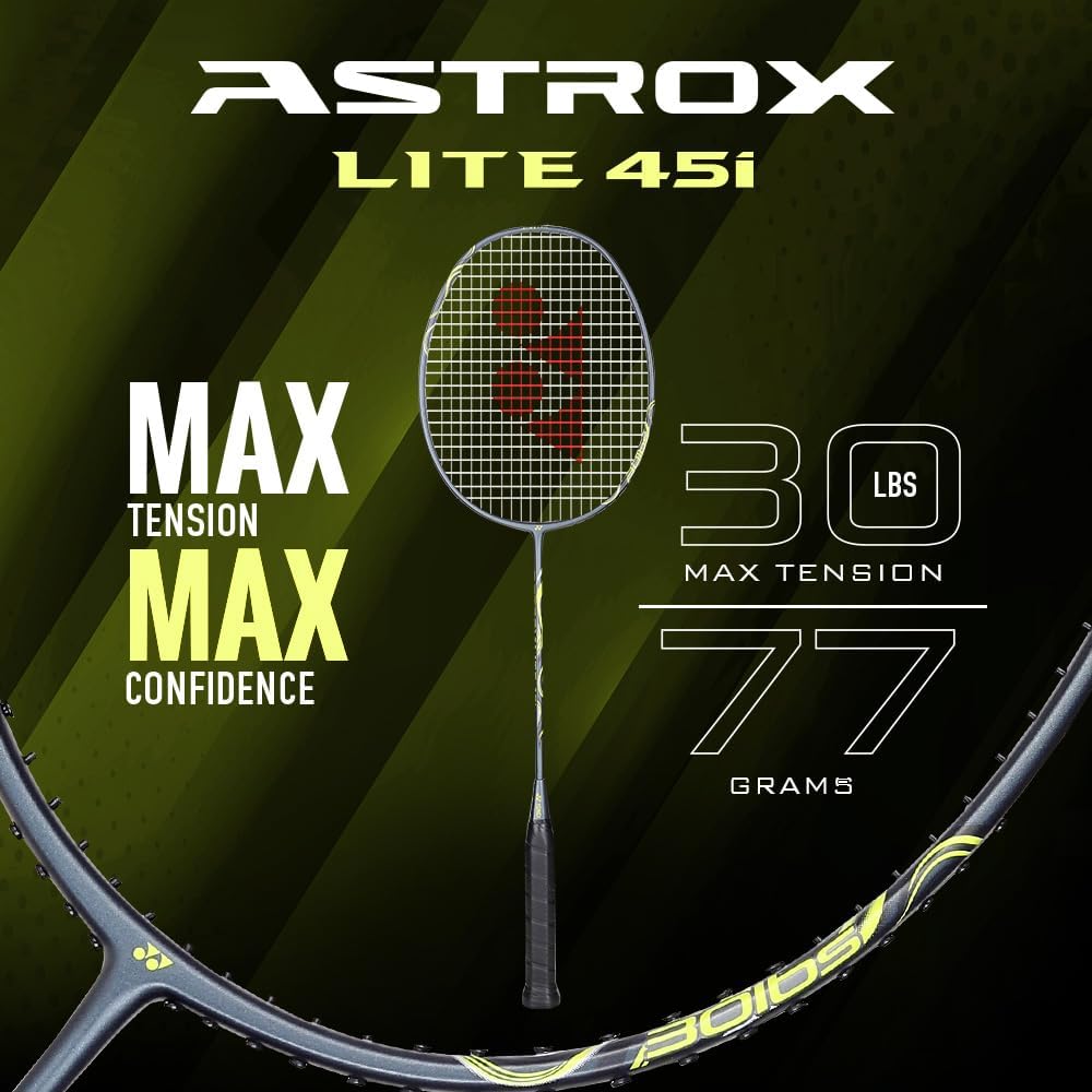 Yonex Astrox Lite 45i Strung Badminton Racquet 5U4 | Head-Heavy Graphite Frame with ISOMETRIC Technology, Slim Shaft & Power Smash Performance - Best Price online Prokicksports.com