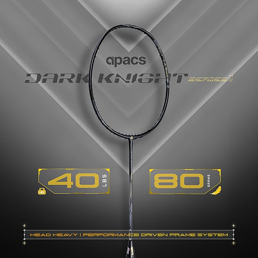 Apacs Dark Knight Badminton Racquet – Lightweight 5U-G2, Graphite Frame, High-Speed Control, Sleek Black Design, Cover Included, Ideal for Fast Play - Best Price online Prokicksports.com