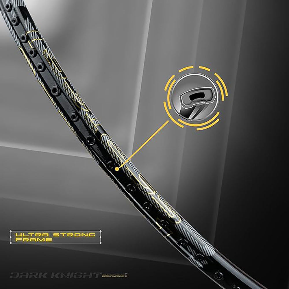 Apacs Dark Knight Badminton Racquet – Lightweight 5U-G2, Graphite Frame, High-Speed Control, Sleek Black Design, Cover Included, Ideal for Fast Play - Best Price online Prokicksports.com