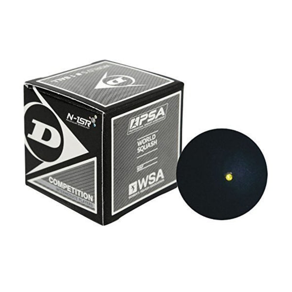 Dunlop Competition Single Dot Squash Ball (Pack of 4, Black)