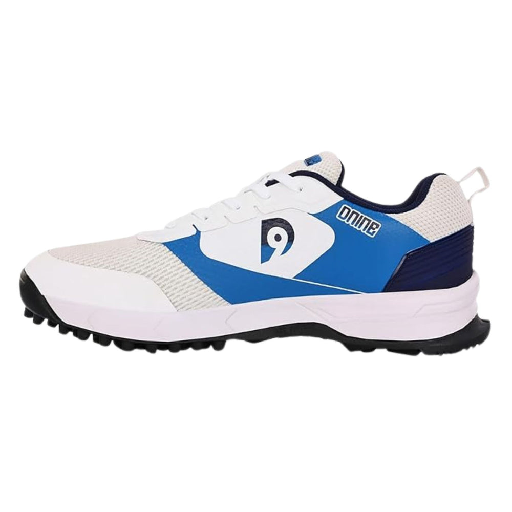 Dnine Force 2 Rubber Stud Cricket Shoes – White/Navy Blue | Lightweight All-Round Cricket Footwear with Superior Grip & Comfort - Best Price online Prokicksports.com