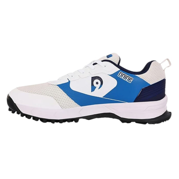 Dnine Force 2 Rubber Stud Cricket Shoes – White/Navy Blue | Lightweight All-Round Cricket Footwear with Superior Grip & Comfort