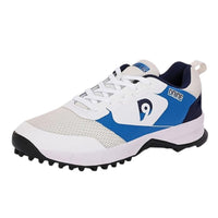 Dnine Force 2 Rubber Stud Cricket Shoes – White/Navy Blue | Lightweight All-Round Cricket Footwear with Superior Grip & Comfort - Best Price online Prokicksports.com