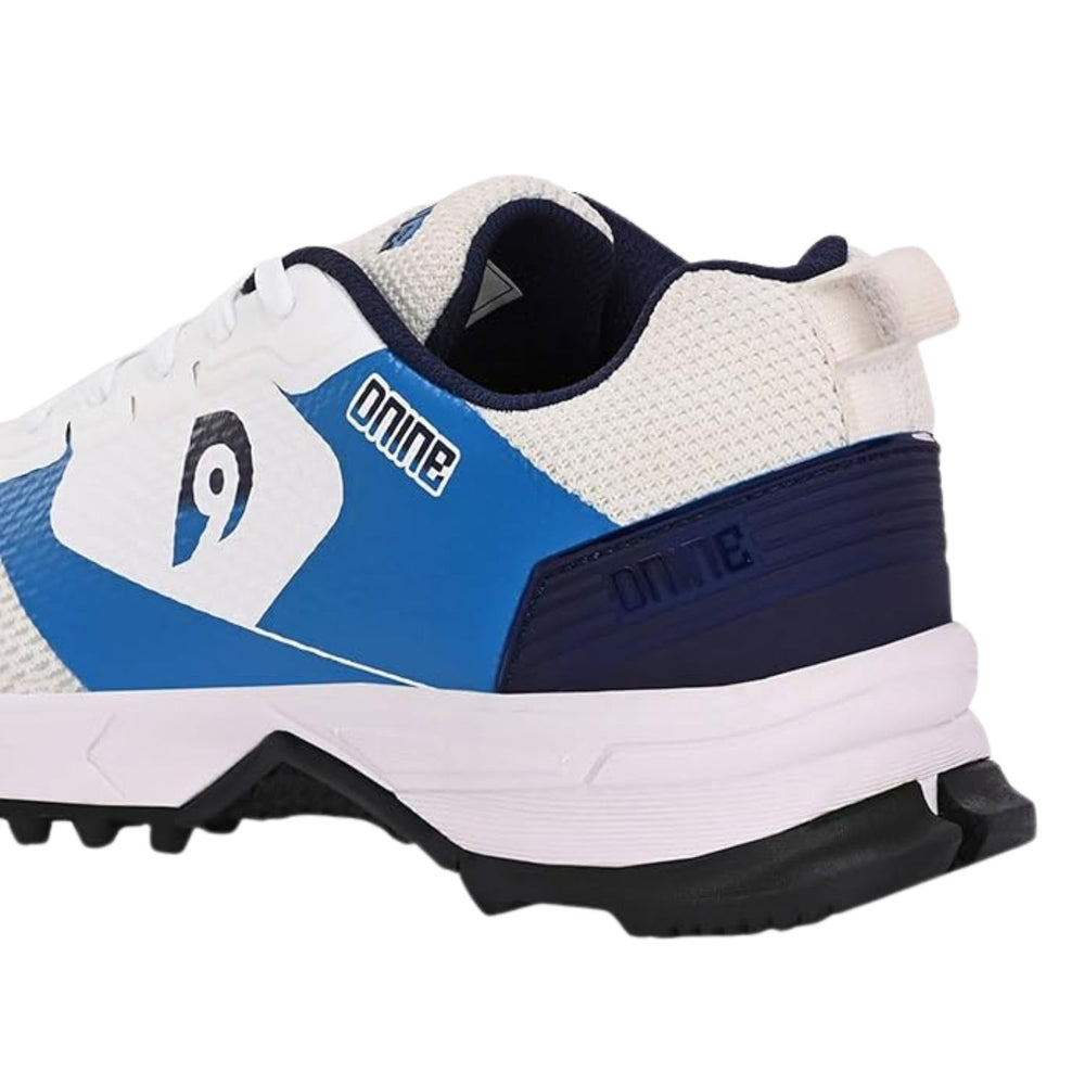 Dnine Force 2 Rubber Stud Cricket Shoes – White/Navy Blue | Lightweight All-Round Cricket Footwear with Superior Grip & Comfort - Best Price online Prokicksports.com