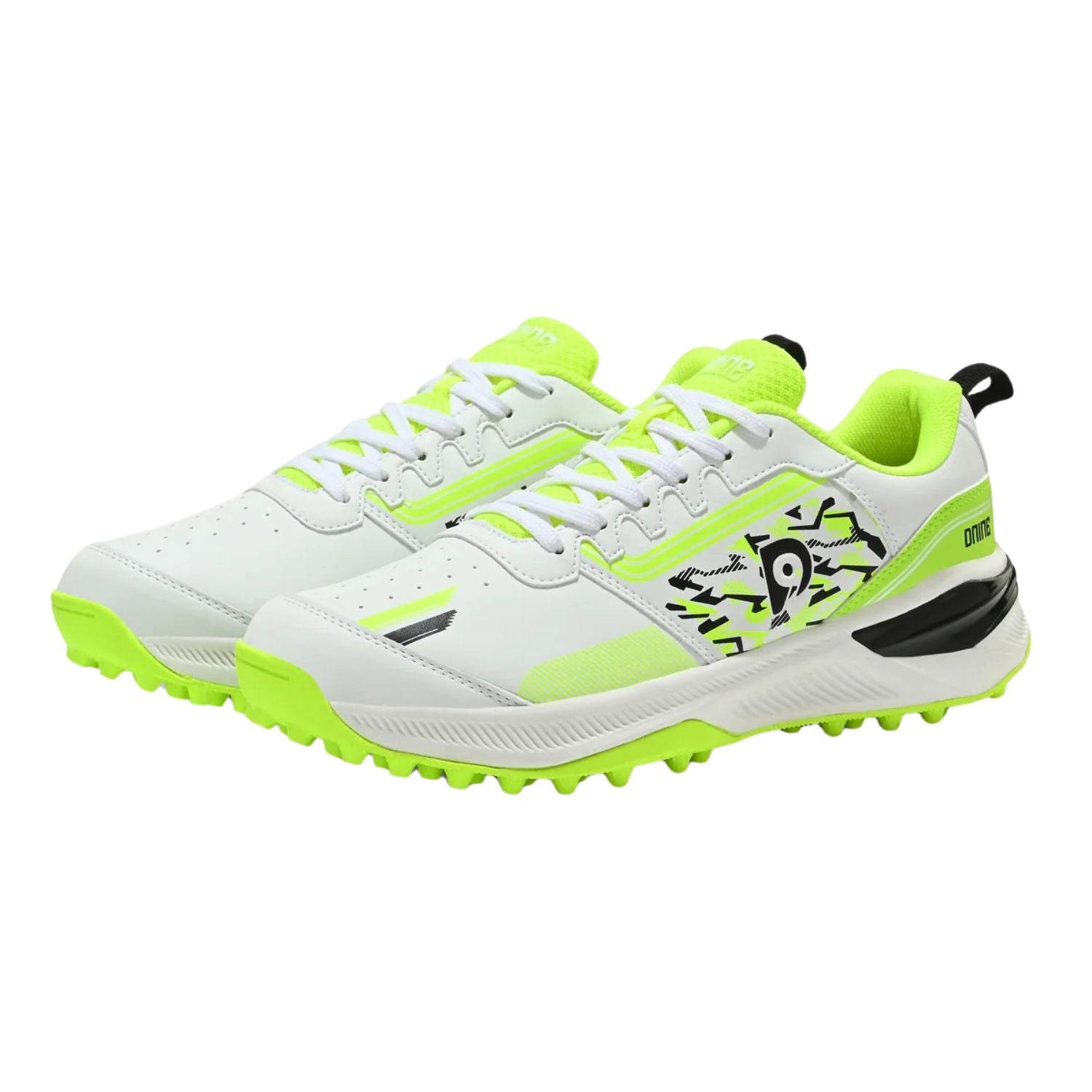 Dnine Performer 2 Rubber Stud Cricket Shoes – Black/Lime/White | Lightweight Durable Cricket Footwear for Turf & Practice Matches - Best Price online Prokicksports.com