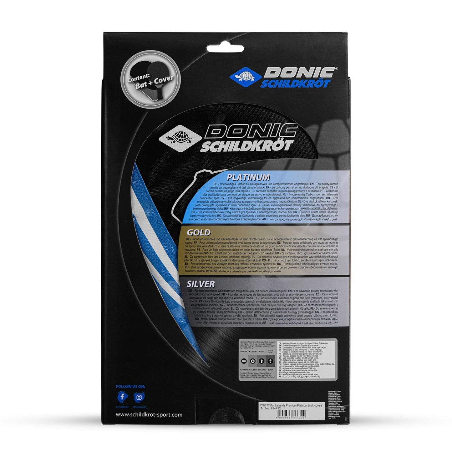 Donic Legends Platinum Table Tennis Bat with Cover - Best Price online Prokicksports.com