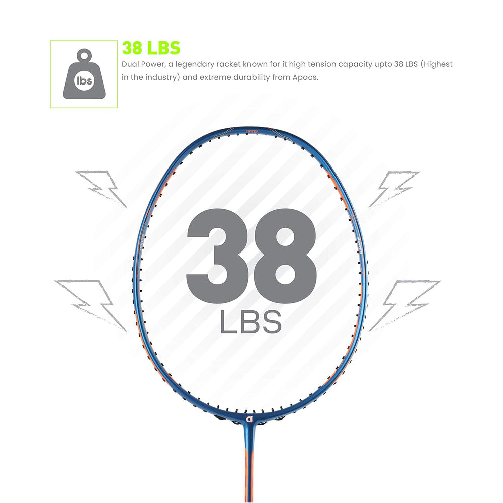 Apacs Dual Power Speed Badminton Racquet – Unstrung, Lightweight Graphite Frame, High Tension Support, Power & Speed Balance, With Cover Included - Best Price online Prokicksports.com