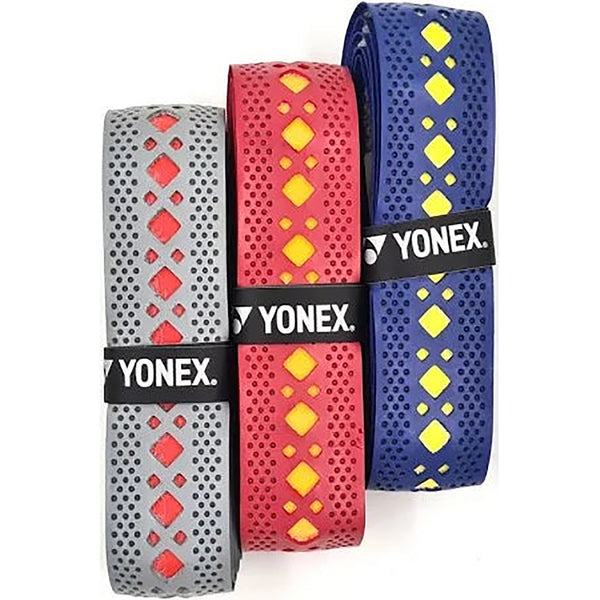 Yonex AC 7405 E2T Diamond Grip| Assorted Color | 1 Pc | Badminton Rackets – Non-Slip, Shock Absorbent, Durable Over Grip with Stylish Diamond Texture