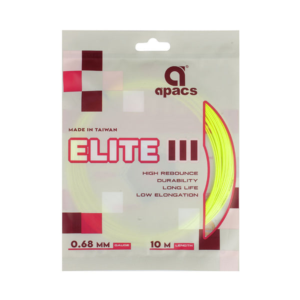 Apacs Elite III Badminton String (0.68 mm) | High Resiliency Multifilament String for Power & Control