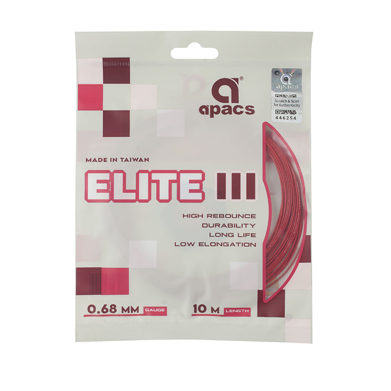Apacs Elite III Badminton String (0.68 mm) | High Resiliency Multifilament String for Power & Control - Best Price online Prokicksports.com