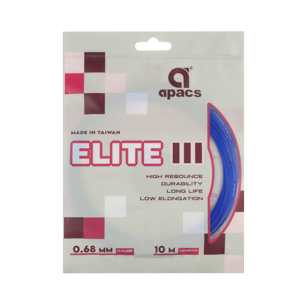 Apacs Elite III Badminton String (0.68 mm) | High Resiliency Multifilament String for Power & Control
