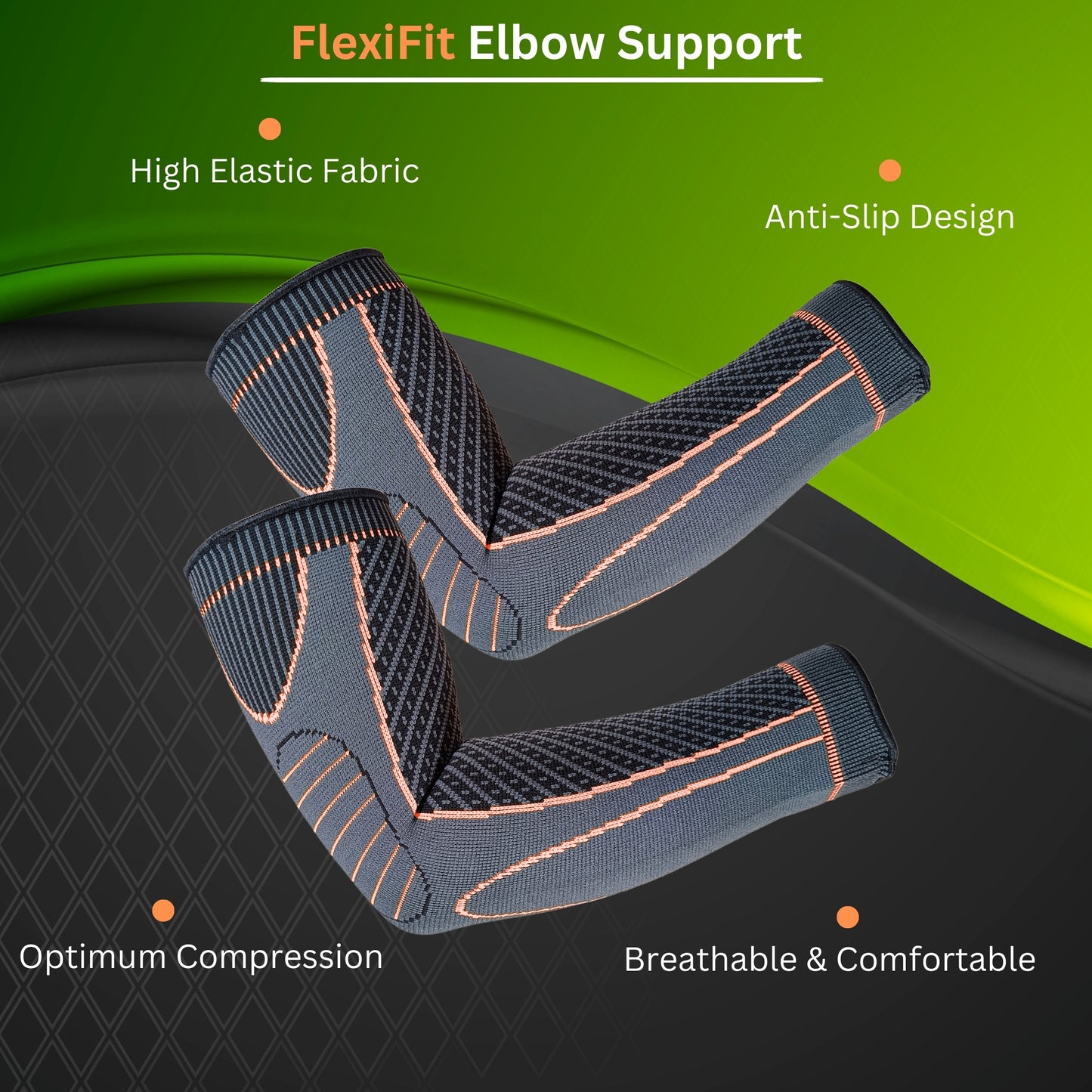 Prokick FlexiFit Compression Elbow Support, 1 Pair - Best Price online Prokicksports.com