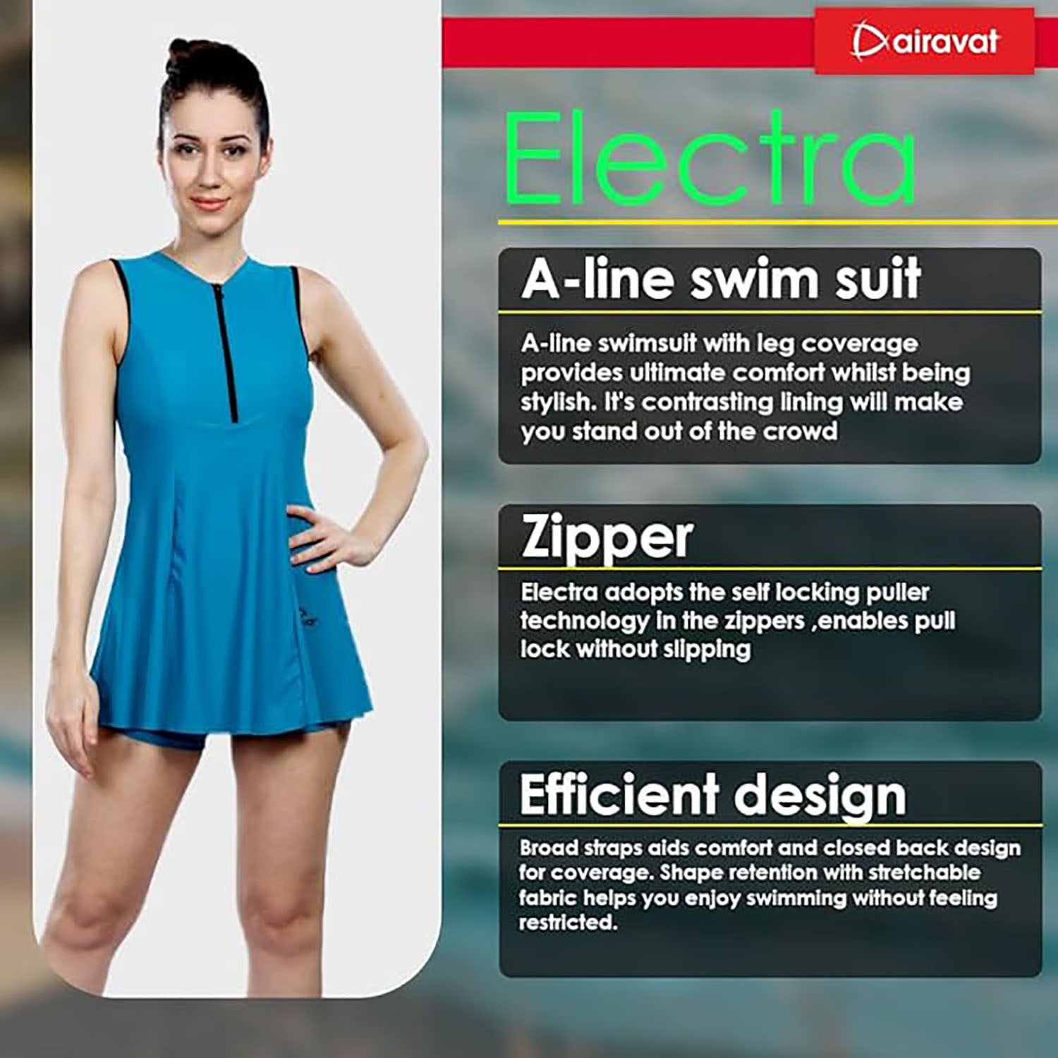 AIRAVAT Electra 5009 Women's Swimming Wear | One-Piece Swimsuit | Quick-Dry, Stretchable & Chlorine-Resistant Fabric | Ideal for Training & Leisure - Best Price online Prokicksports.com