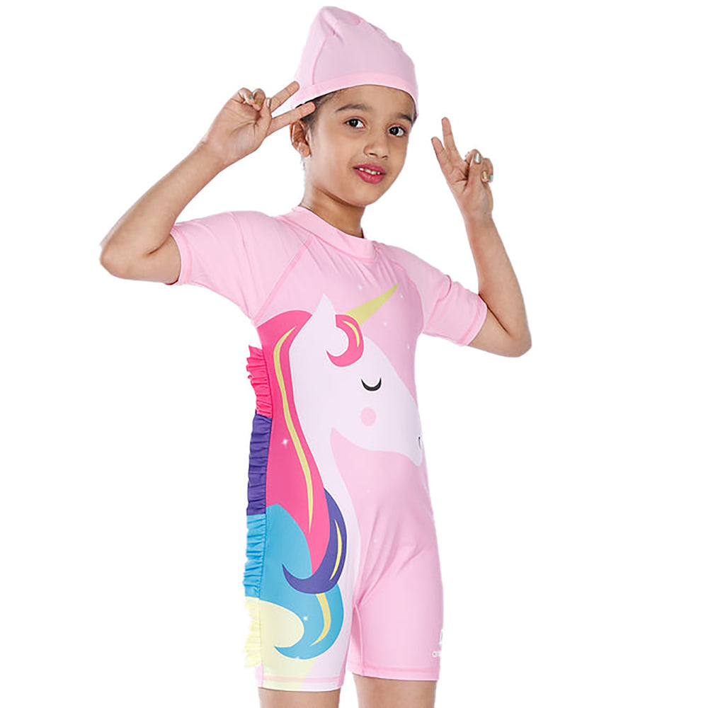 Airavat 1513 Kids Swimming Costume – Comfortable One-Piece Swimwear for Boys & Girls, Stretchable Fabric, Pool Training & Water Activities Use
