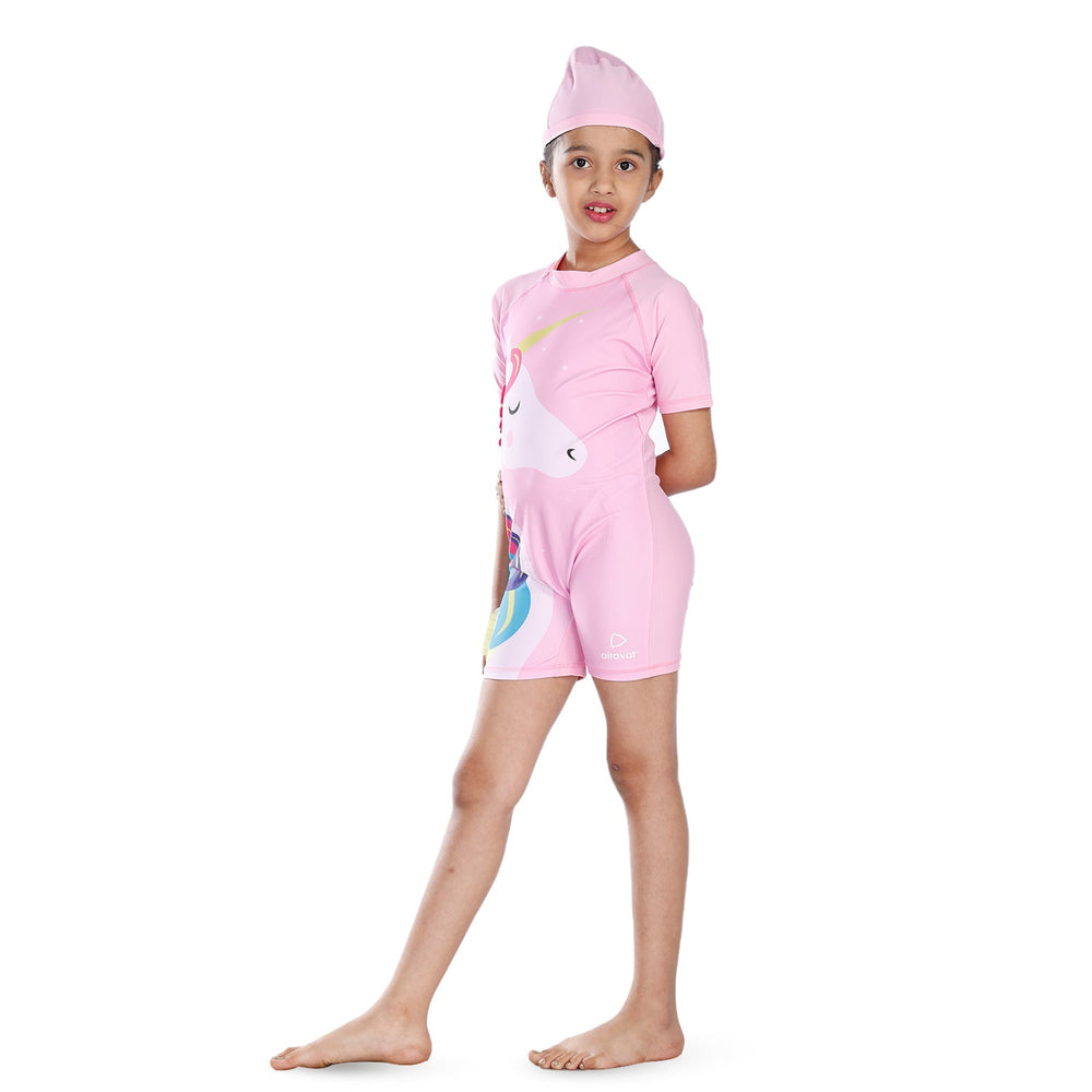 Airavat 1513 Kids Swimming Costume – Comfortable One-Piece Swimwear for Boys & Girls, Stretchable Fabric, Pool Training & Water Activities Use