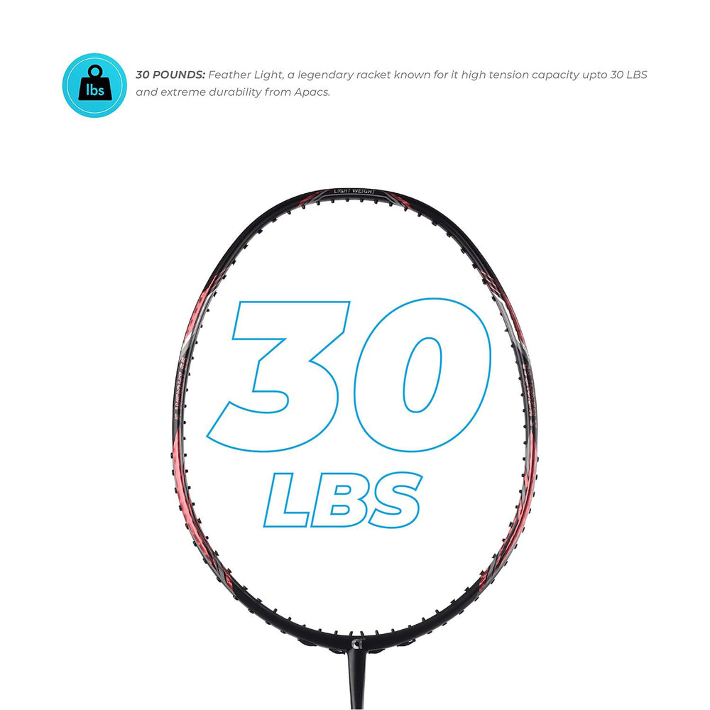 Apacs Feather Weight 55 Unstrung Badminton Racquet | Ultra-Light 58g Frame | High Modulus Graphite | Powerful Smash Control | Advanced Speed Racquet - Best Price online Prokicksports.com