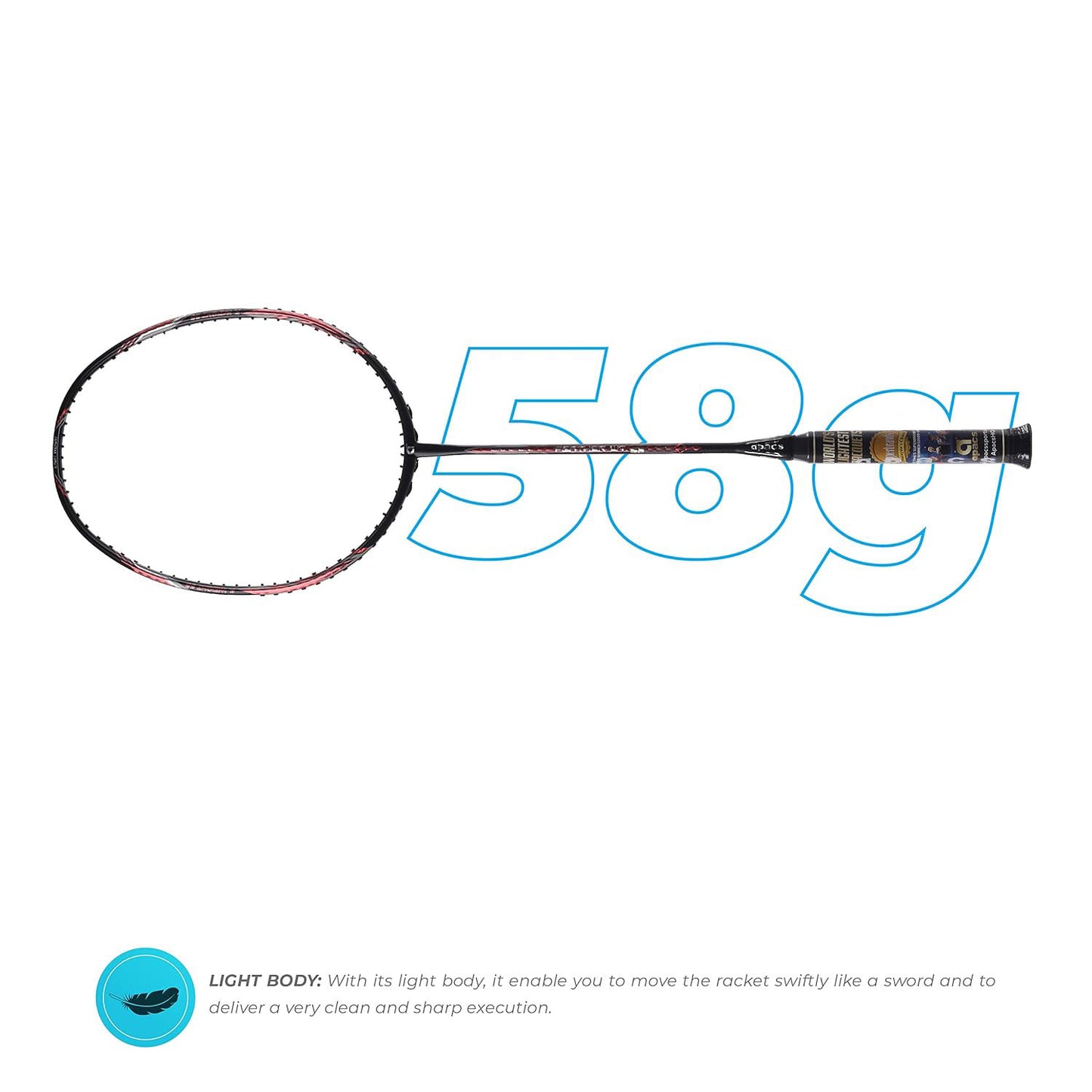 Apacs Feather Weight 55 Unstrung Badminton Racket (8U-G2) - Best Price online Prokicksports.com