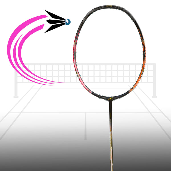 HUNDRED Flareon 700 Unstrung Badminton Racquet, Black/Orange/Pink (3U & 4U) | Hyperweave Carbon Fibre Frame with CNTRL Foam | Speed & All-Round Control
