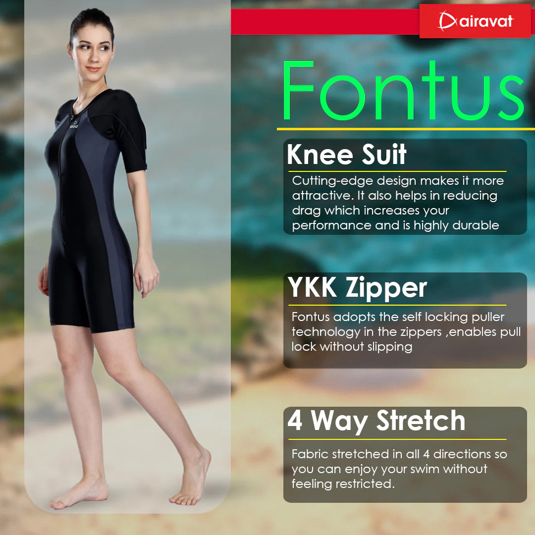 Airavat Fontus 5005 Women’s Swimming Half Body Suit | Quick-Dry, Stretchable & Comfortable | Chlorine-Resistant Swimwear for Training, Pool, and Beach | Stylish & Durable - Best Price online Prokicksports.com