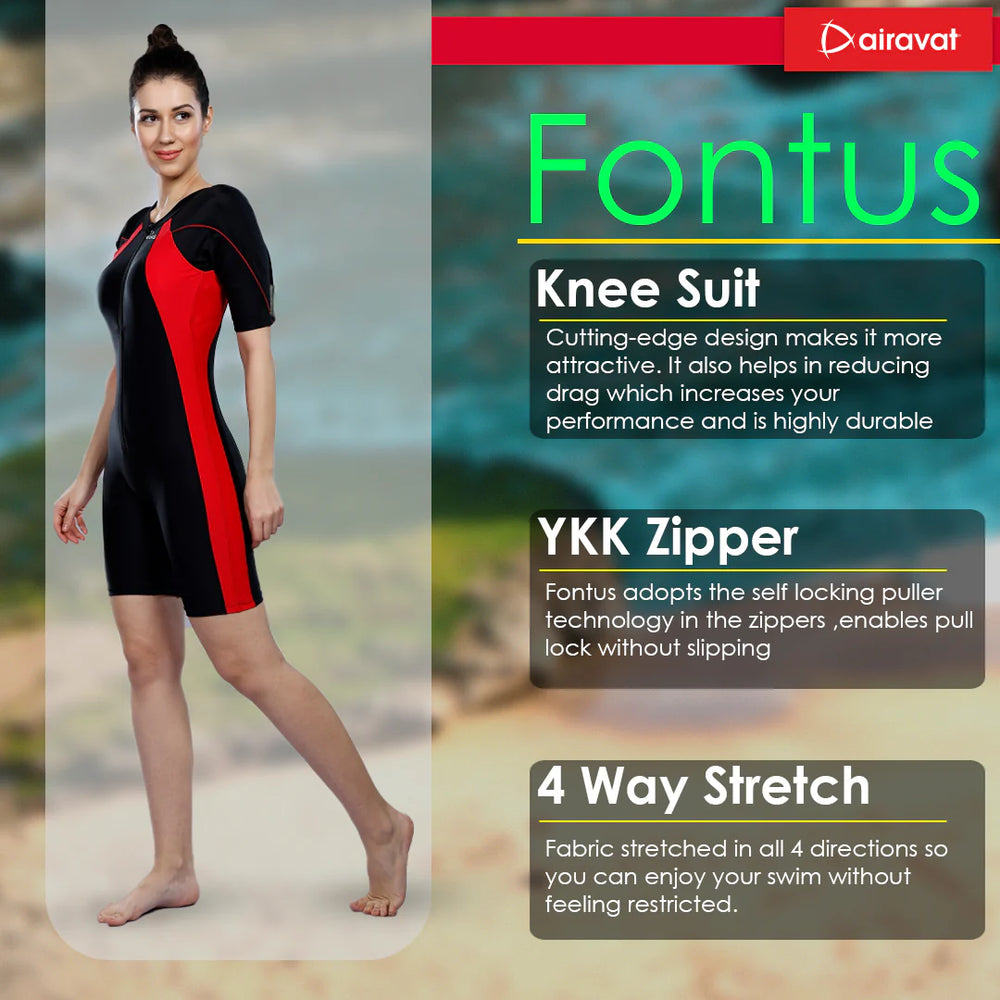 Airavat Fontus 5005 Women’s Swimming Half Body Suit | Quick-Dry, Stretchable & Comfortable | Chlorine-Resistant Swimwear for Training, Pool, and Beach | Stylish & Durable