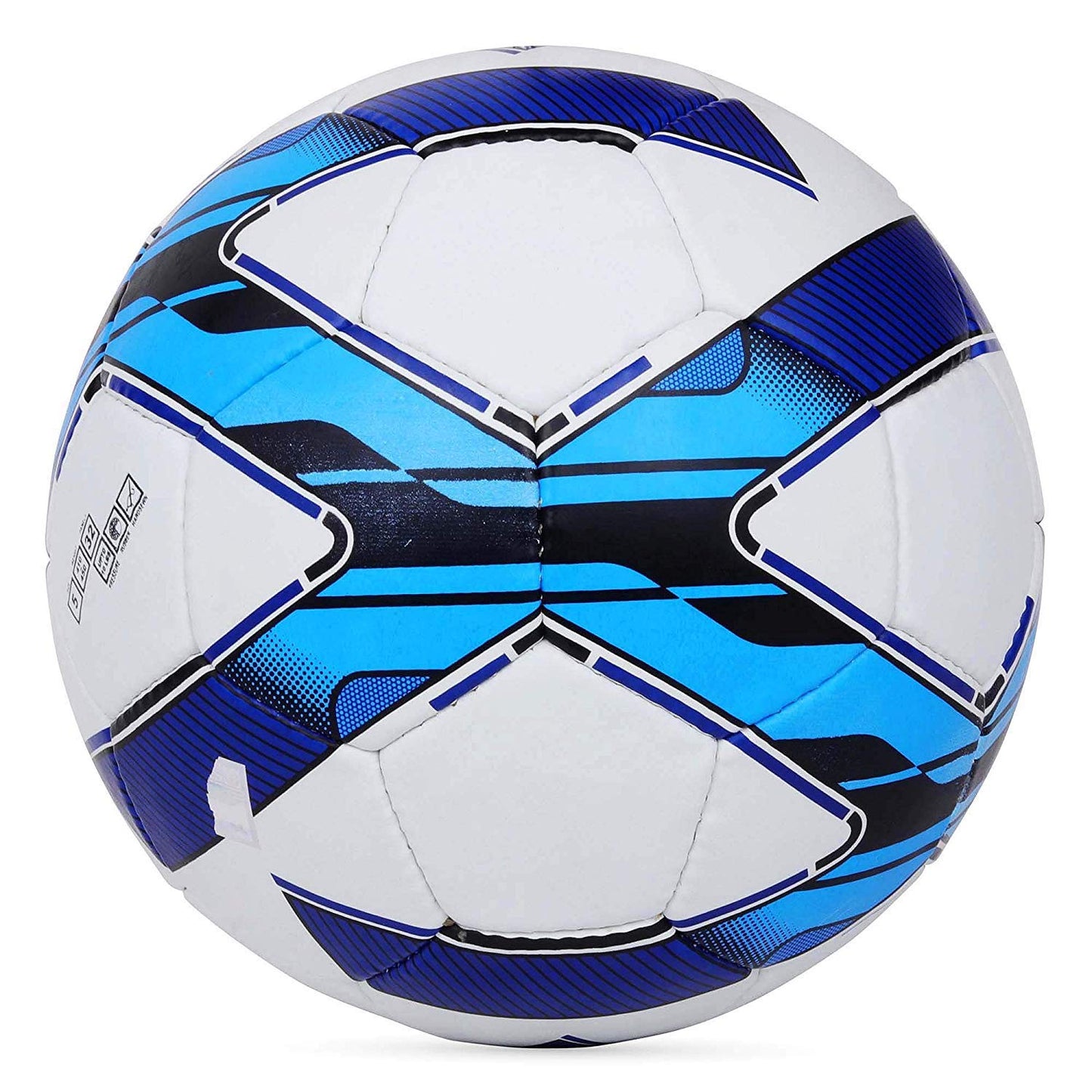 Cosco Milano Synthetic-Fiber Football (Size 5, White/Blue/Black) | Hand-Sewn COSFLEX Match & Training Ball