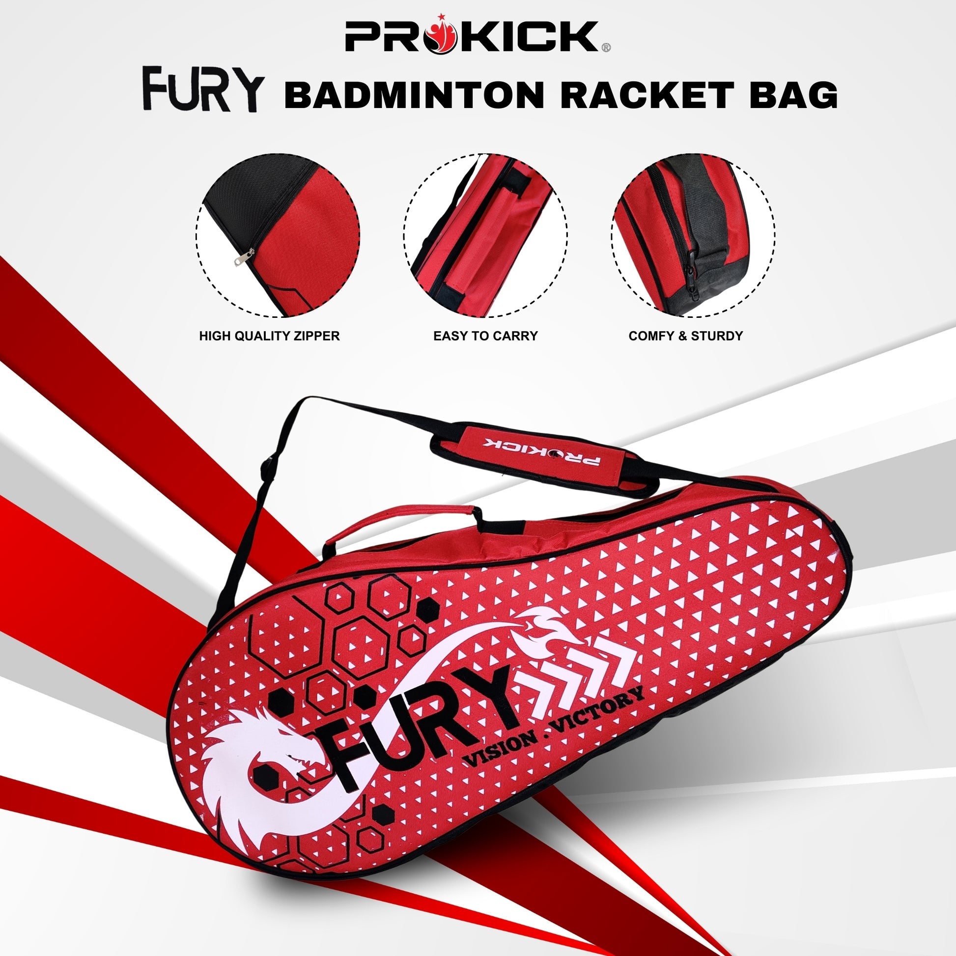 Prokick Fury Single Compartment Badminton Kitbag - Best Price online Prokicksports.com