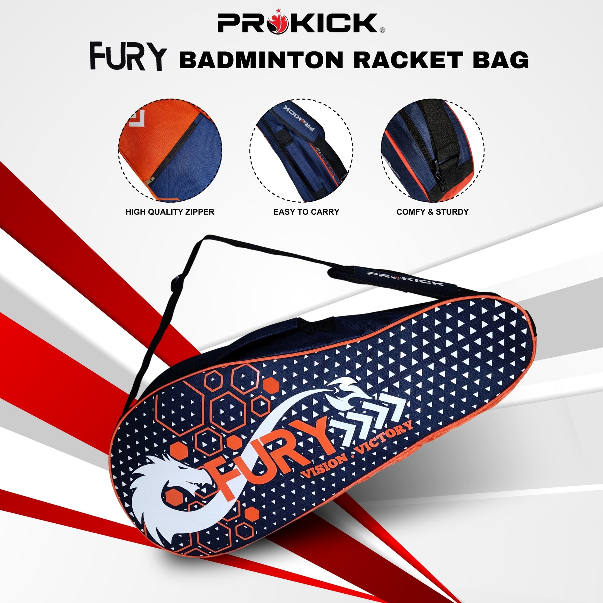 Prokick Fury Single Compartment Badminton Kitbag - Best Price online Prokicksports.com