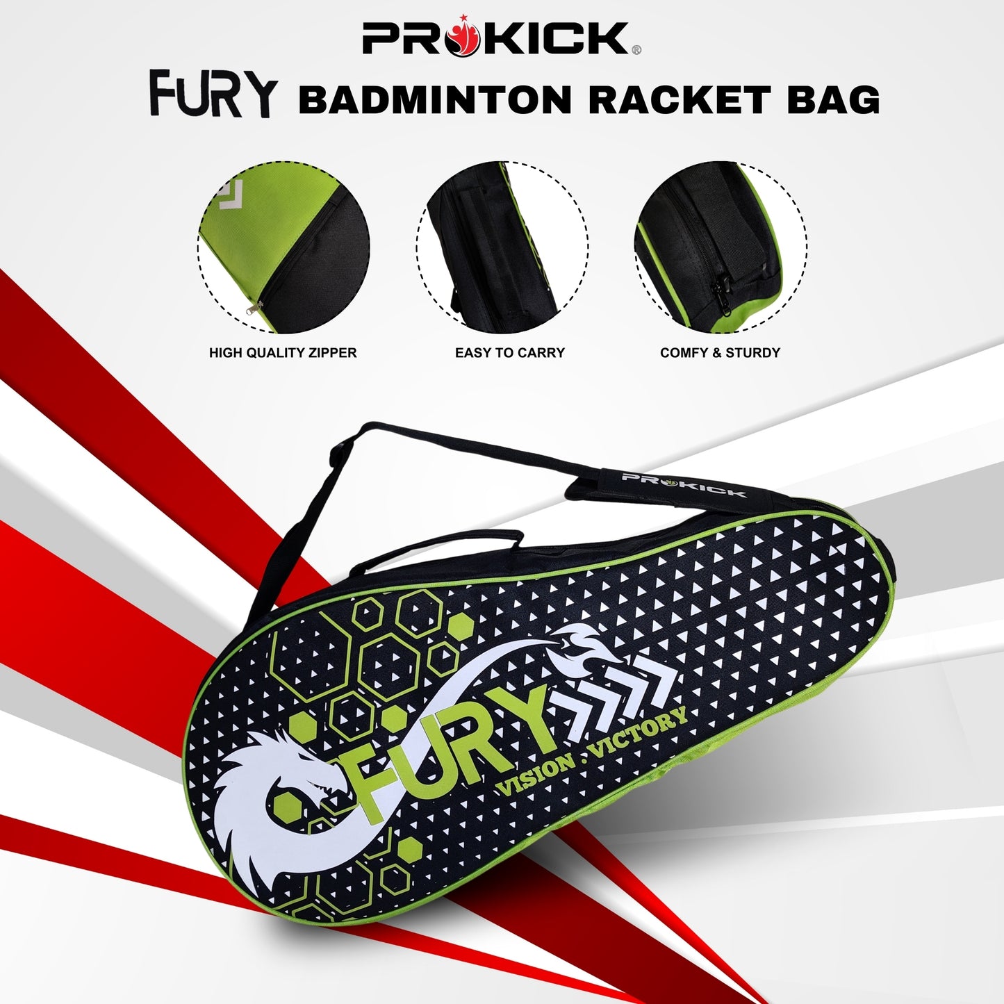 Prokick Fury Single Compartment Badminton Kitbag - Best Price online Prokicksports.com