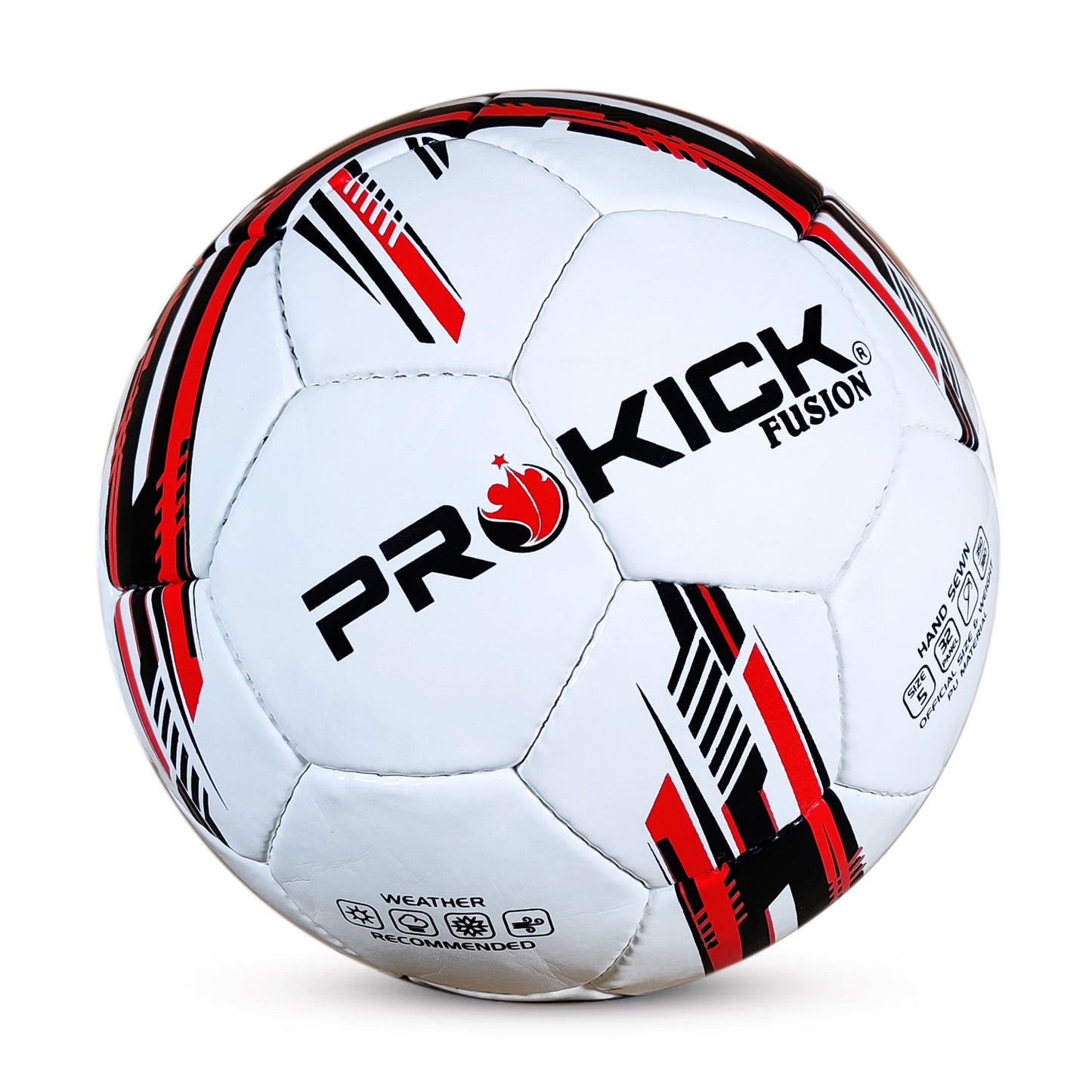 Prokick Fusion Hand Stitched 32 Panel PU Football, Size 5 (White/Black/Red) - Best Price online Prokicksports.com