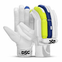 DSC Condor Surge 2.0 Leather Cricket Batting Gloves for Youth (Right Hand) – White/Blue/Yellow - Best Price online Prokicksports.com