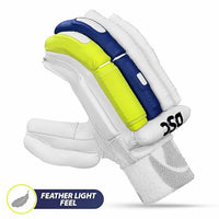 DSC Condor Surge 2.0 Leather Cricket Batting Gloves for Youth (Right Hand) – White/Blue/Yellow - Best Price online Prokicksports.com