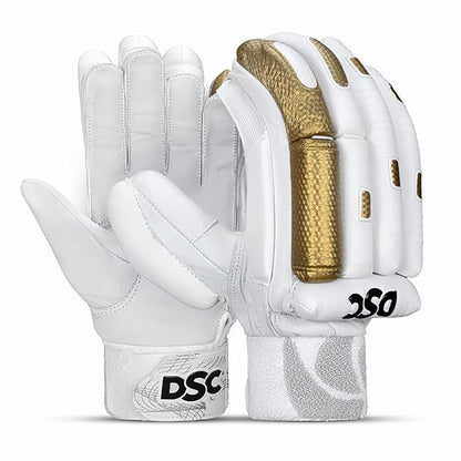 DSC Condor Surge 2.0 Right-Hand Men’s Cricket Batting Gloves, White/Gold – Premium Leather Protection & Comfort - Best Price online Prokicksports.com