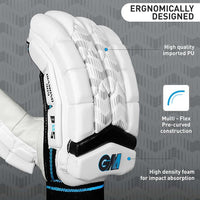 GM Diamond 909 Cricket Batting Gloves for Men – Right Handed | Lightweight, Ergonomic Design, Superior Protection & Comfort | White/Blue/Black - Best Price online Prokicksports.com