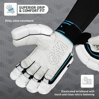 GM Diamond 909 Cricket Batting Gloves for Men – Right Handed | Lightweight, Ergonomic Design, Superior Protection & Comfort | White/Blue/Black - Best Price online Prokicksports.com